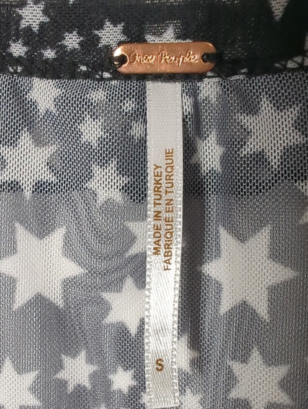 Free People Marne Celestial Star Print Sheer Mesh Tie Front Crop Top/Cardigan XS - Picture 8 of 12